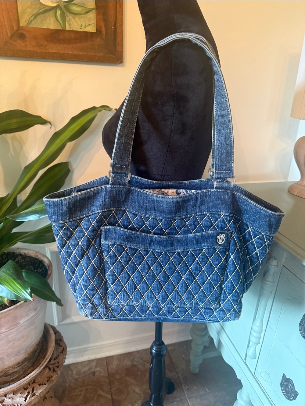 Vera Bradley Limited Edition Quilted Denim Tote Bag - Blue
